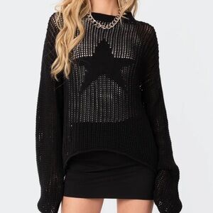 Edikted Black Knit Mesh Sweater Top